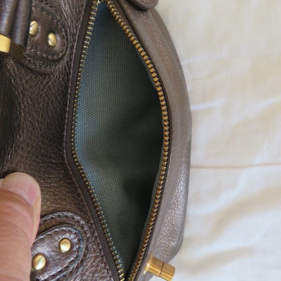 Ellen Tracy COPPER COLOR with Gold Trim Leather Handbag - Picture 4 of 11